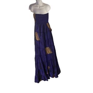 Silk Strapless Tiered Dress Purple/Eggplant Iridescent Size S/M
